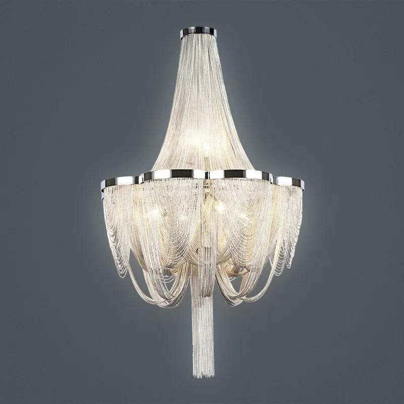 Lustres argentés modernes allumant le lustre de luxe de salon avec les lumières de gland en aluminium de chambre à coucher de frange d'or pour la cuisine - vue 4 sur 8