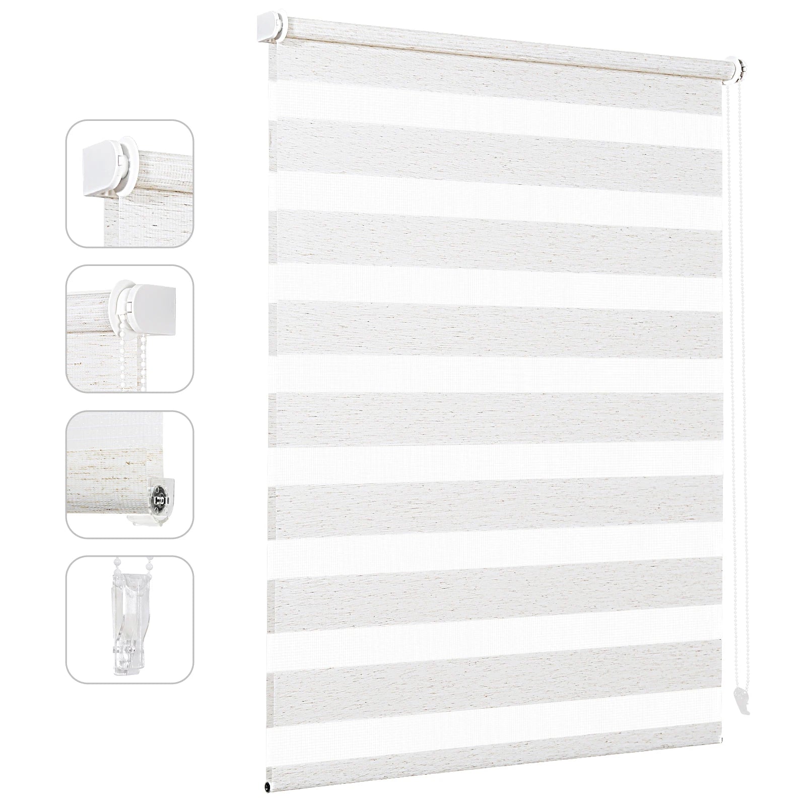 Store enrouleur double sans perçage occultant fenêtre 80cm - vue 11 sur 13