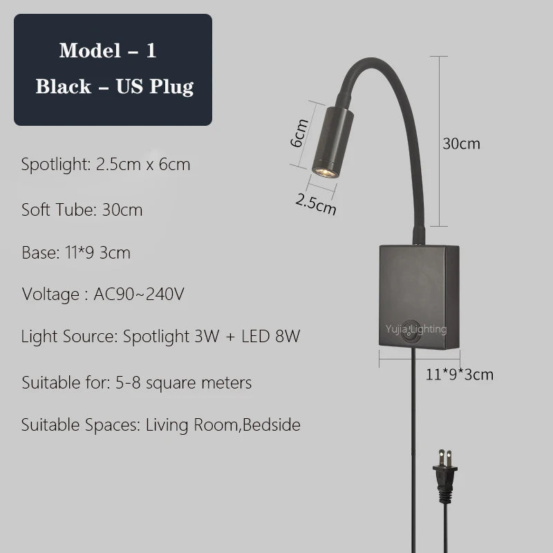 applique murale led réglable avec ports usb design moderne - vue 11 sur 22