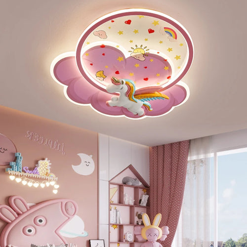 plafonnier licorne led pour fille avec télécommande optionnelle