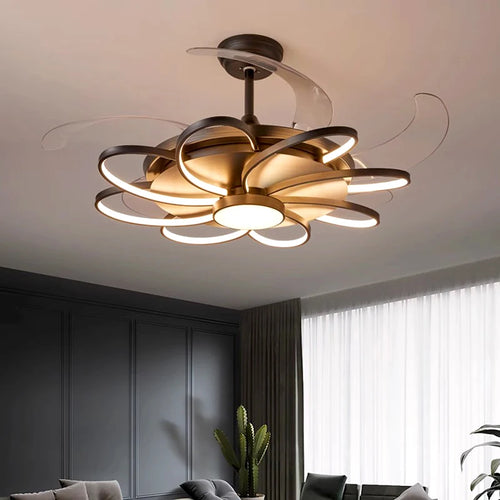 Plafonnier LED moderne avec ventilateur de plafond sans pales