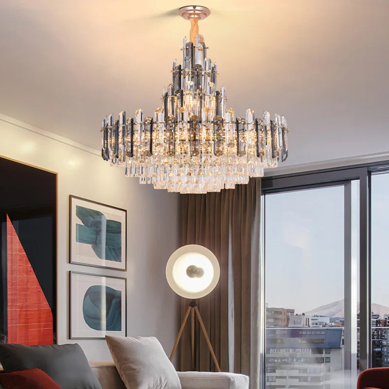 lustre suspendu en cristal à intensité variable design moderne