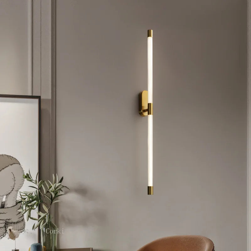 applique murale led minimaliste en cuivre et acrylique pour décoration nordique