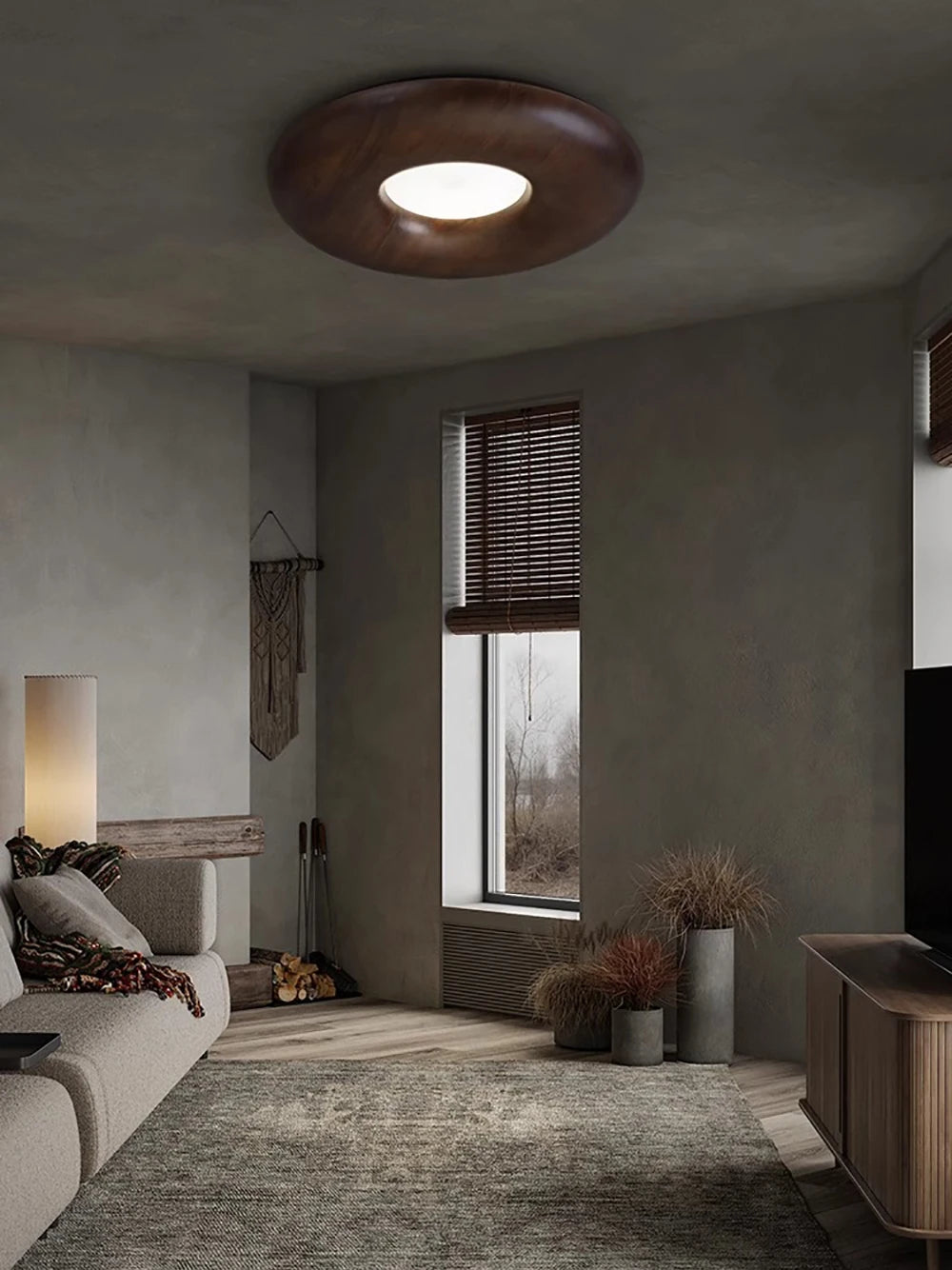 plafonnier led design rétro moderne en bois grand lustre - vue 5 sur 9