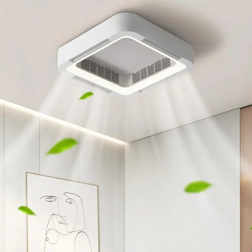 Ventilateur de plafond carré blanc avec application intelligente