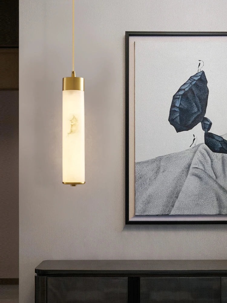 lustre en marbre naturel et cuivre pour décoration moderne minimaliste