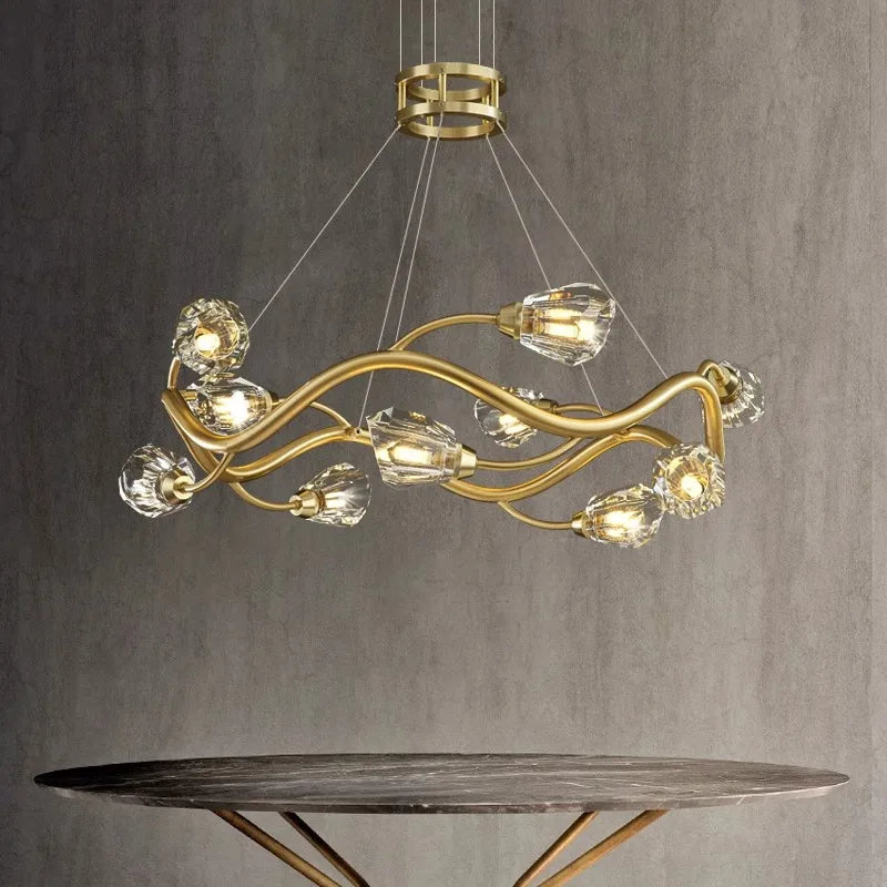 lustre led en cristal moderne de luxe pour éclairage intérieur