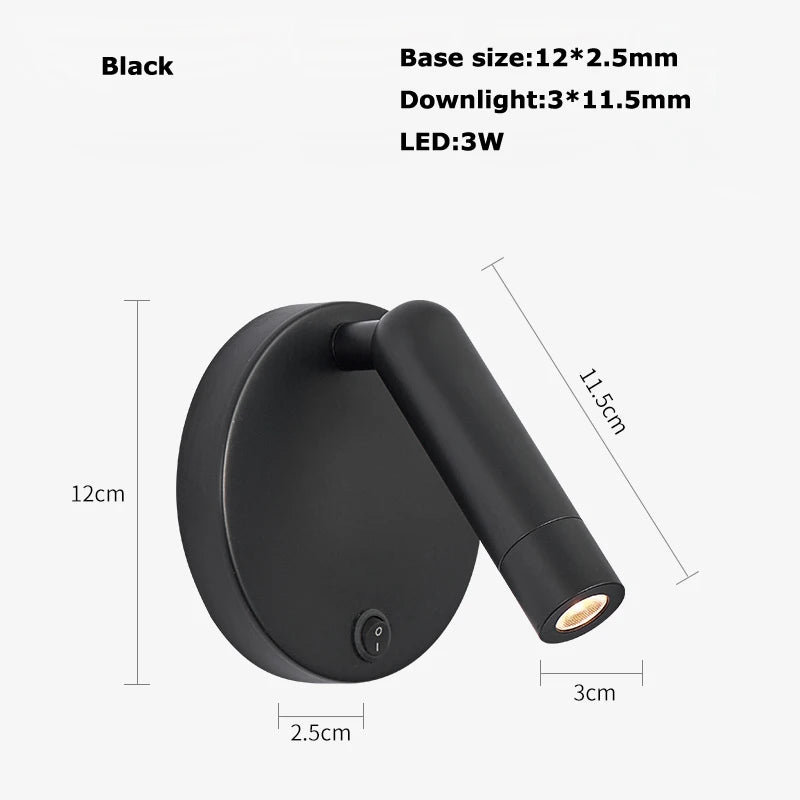 applique murale led rotative avec interrupteur pour lecture - vue 13 sur 23