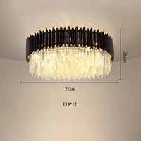 plafonnier led ovales en cristal à intensité variable en or noir