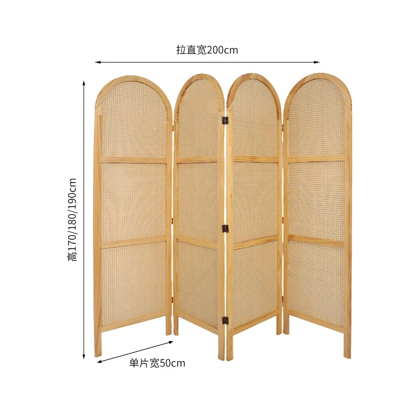 paravent en rotin pliable de style japonais mobile - vue 14 sur 13