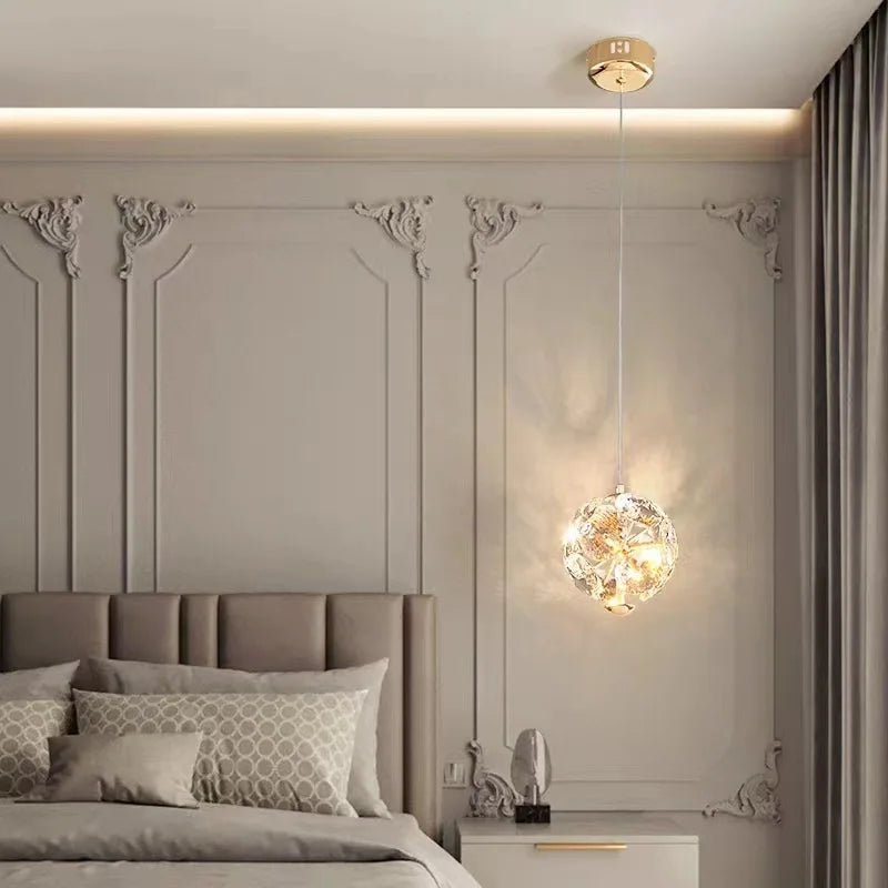 lampe de chevet suspendue cristal lumière gradation télécommande - vue 3 sur 8