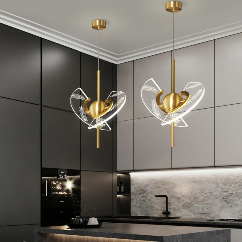 lustre moderne en cuivre pour décoration créative intérieur élégant - vue 5 sur 14