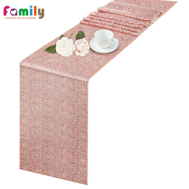 Chemin de table paillettes doré argent rose festif