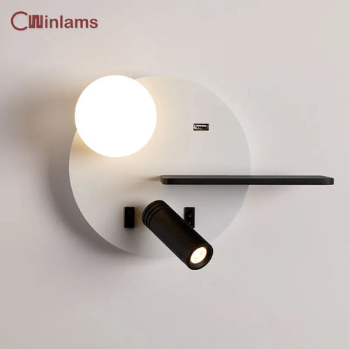 applique murale led avec chargement usb pour téléphone portable
