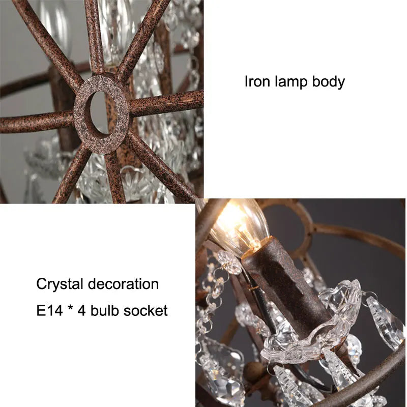 lustre style américain rétro loft en cristal pour bar restaurant