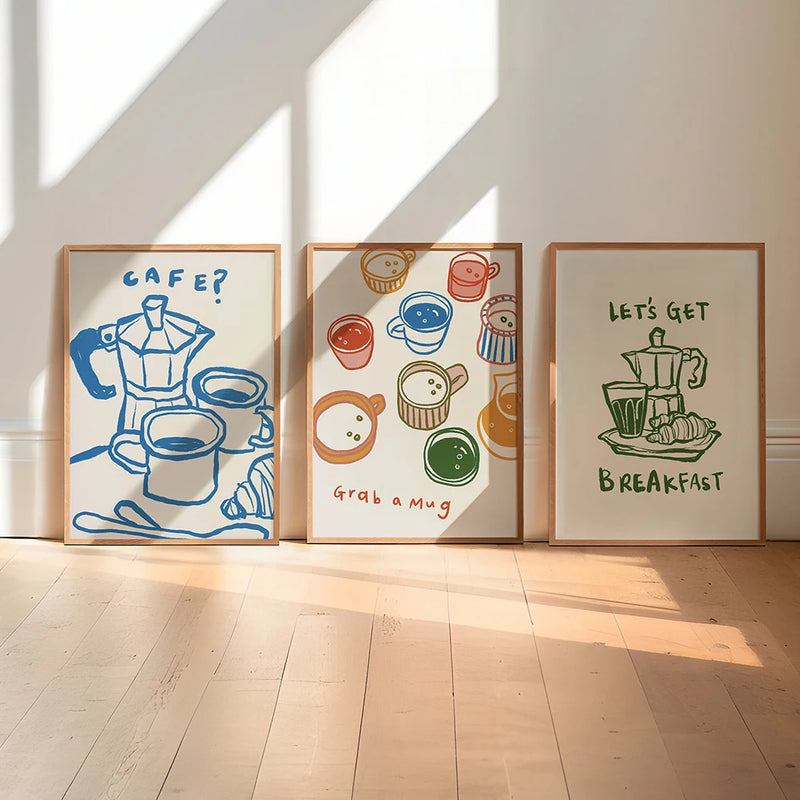 affiches d'art mural café décoration pour cuisine et café