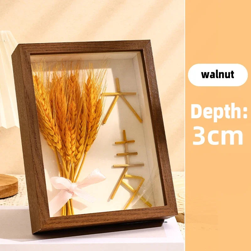 cadres photo en bois 3d support fleurs séchées fait main décoration - vue 14 sur 14