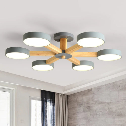 Plafonnier Led en bois au design moderne