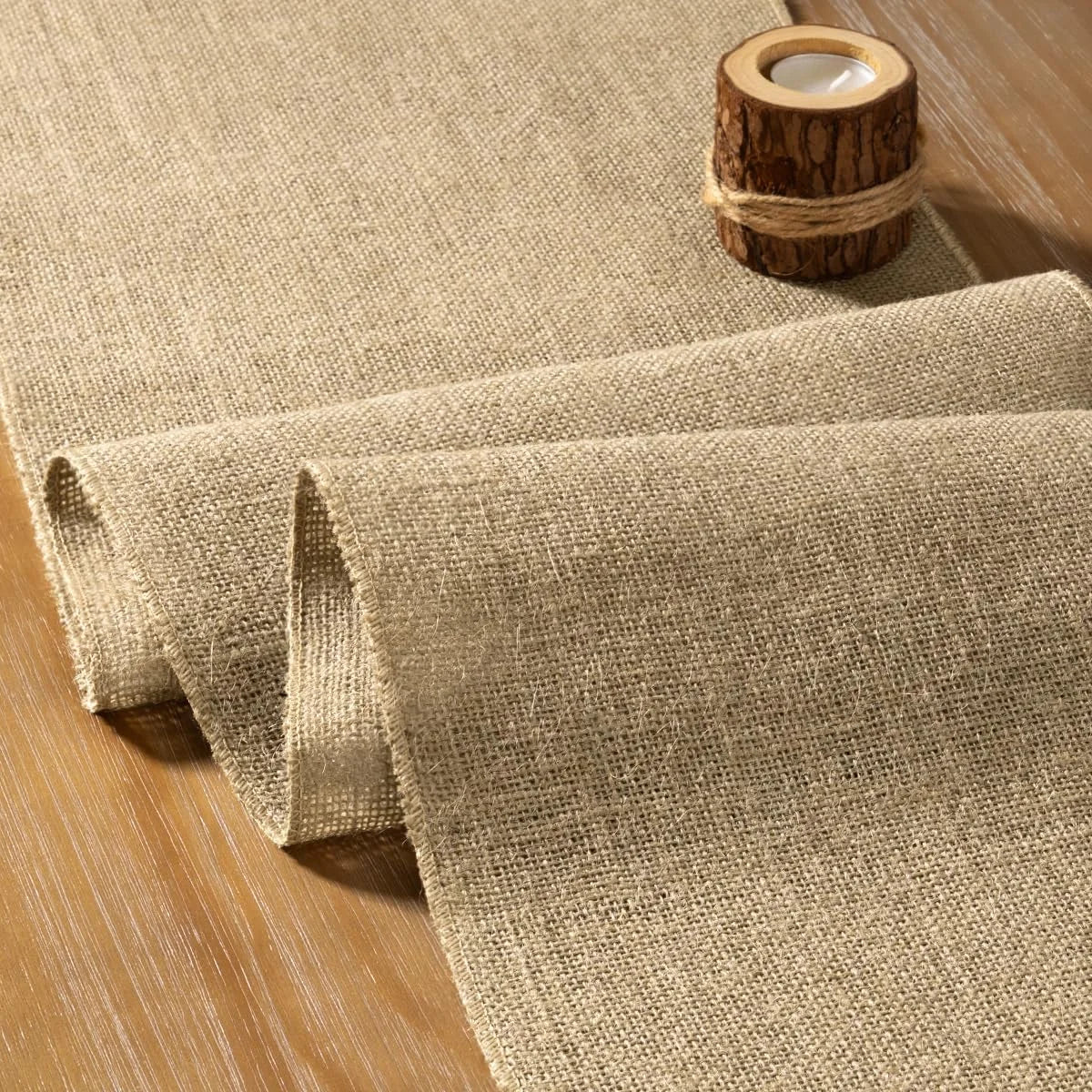 Chemin de table jute naturel style ferme rustique - vue 4 sur 6