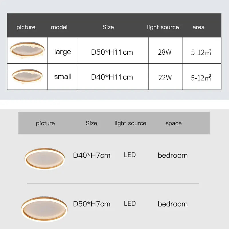 plafonnier en bois intelligent avec anneaux à led moderne - vue 5 sur 10