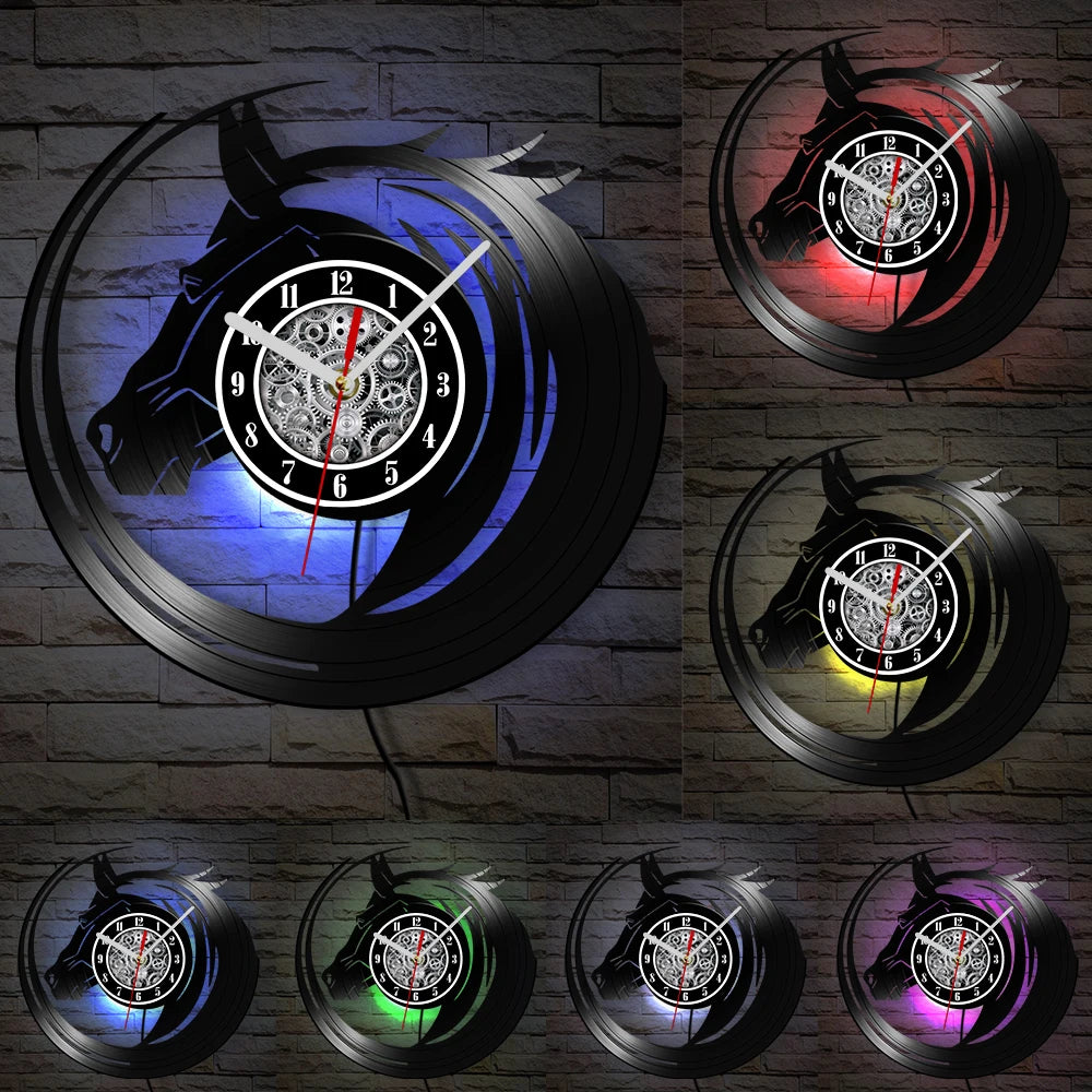 horloge murale vinyle cheval décoration équestre artisanale cadeau unique - vue 10 sur 22