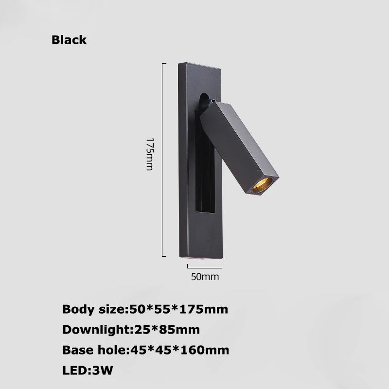 applique murale led rotative avec interrupteur pour lecture