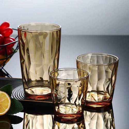 Verres incassables en acrylique style vintage strié réutilisables