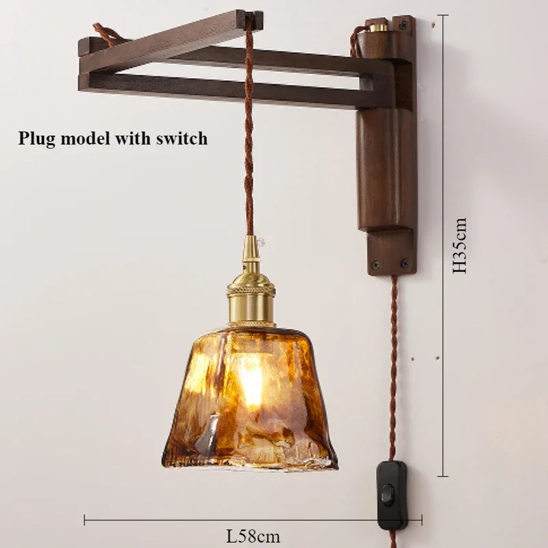 lampe moderne en bois de noyer avec lumière led décorative - vue 9 sur 21