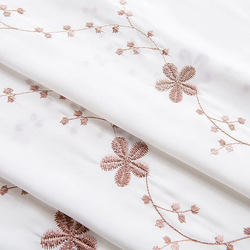 Voilage brodé floral style champetre pour salon chambre - vue 8 sur 8