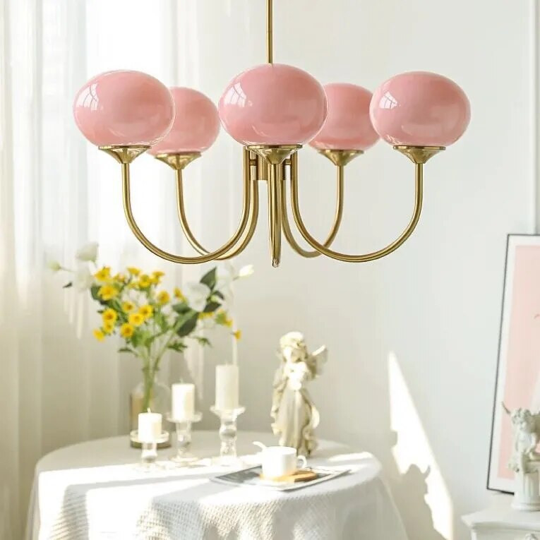 Lustre led en verre laiteux décor - vue 4 sur 12
