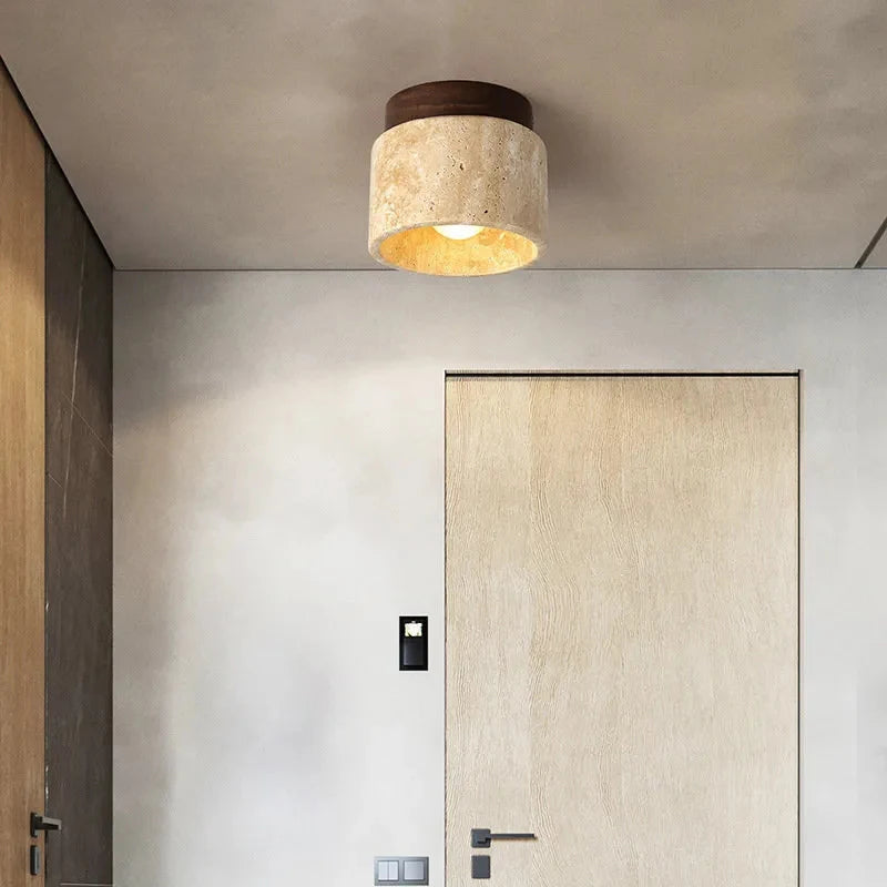 Wabi-sabi porche balcon plafonnier Europe du nord jaune grotte pierre plafonnier pour maison couloir décoration lampe - vue 4 sur 9