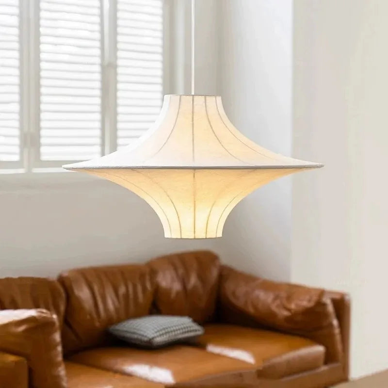 lustre wabi sabi minimaliste en soie avec led intégrée