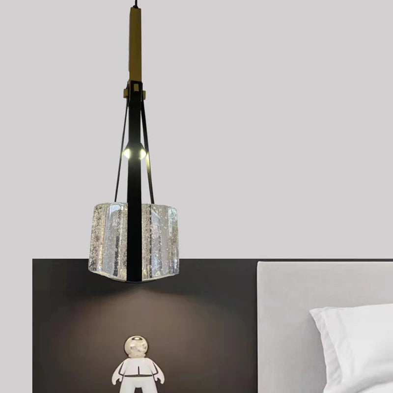 lampe suspendue en résine et cuir artificiel style 	 réglable en hauteur