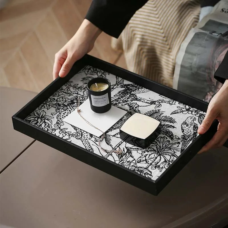 plateau décoratif rétro en cuir pour rangement et présentation - vue 5 sur 8