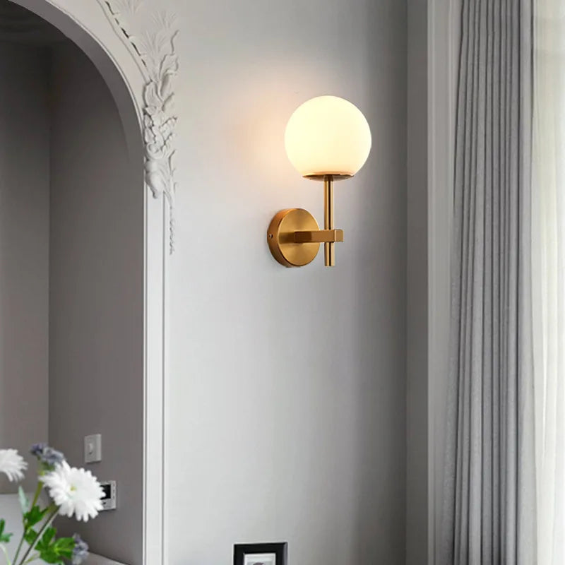 applique murale led moderne nordique avec boule de verre luminaira - vue 5 sur 12