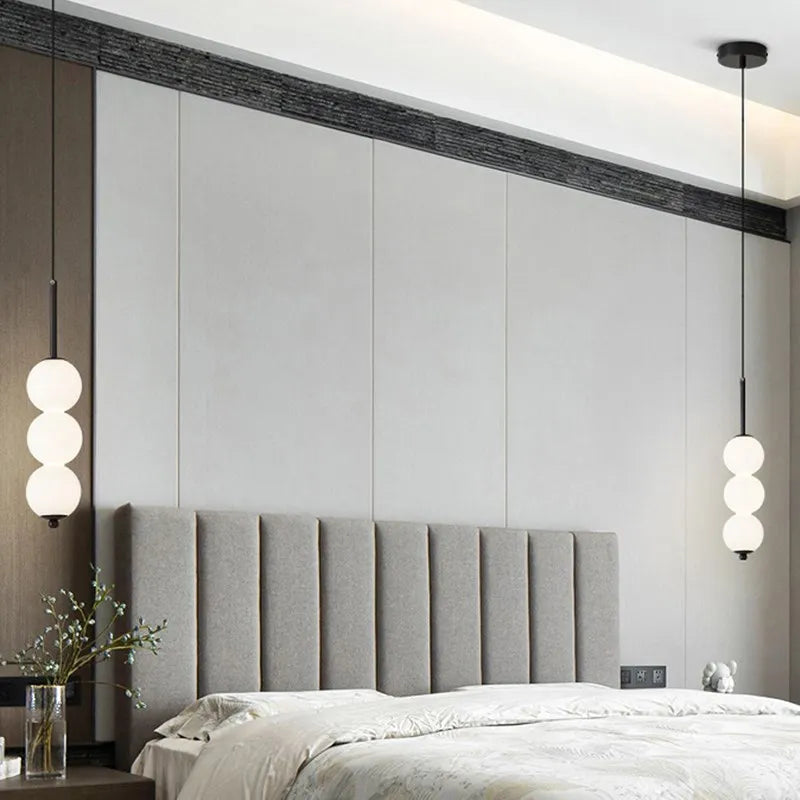 Suspension en verre nordique LED cuivre vent gourde 3-8 tête chevet suspendu décor lampe pour étude chambre salon éclairage - vue 6 sur 14