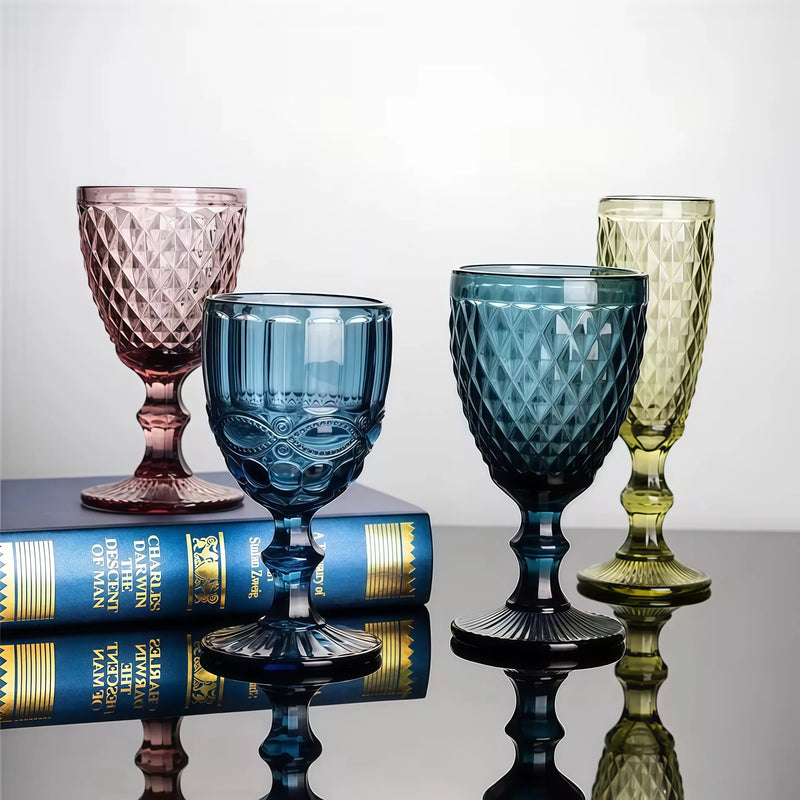 Verre à vin relief rétro style européen épais