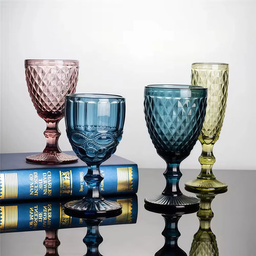 Verre a vin relief epais style retro europeen