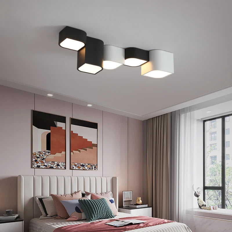 Lustre Lumières Géométrique Simple Moderne Luminaire Décor - vue 5 sur 15