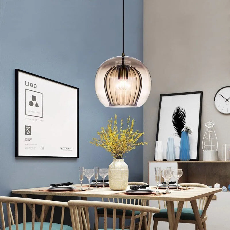 lampe led suspendue en verre design nordique moderne décorative