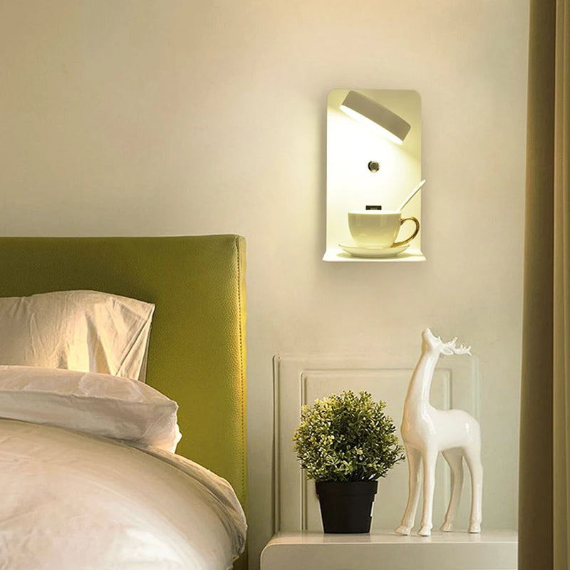 Applique murale LED lampe avec interrupteur et Port de chargement USB moderne 9W noir blanc allée chambre chevet Art éclairage décoration appliques murales