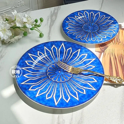 Assiette ceramique style europeen motifs sceau raffines