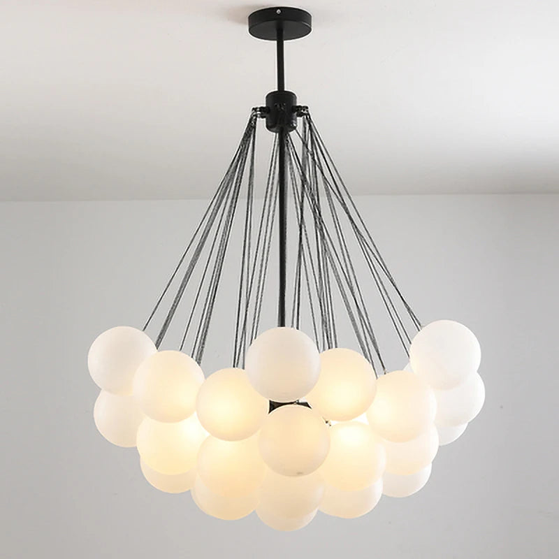 lustre moderne en verre avec boules led pour décoration