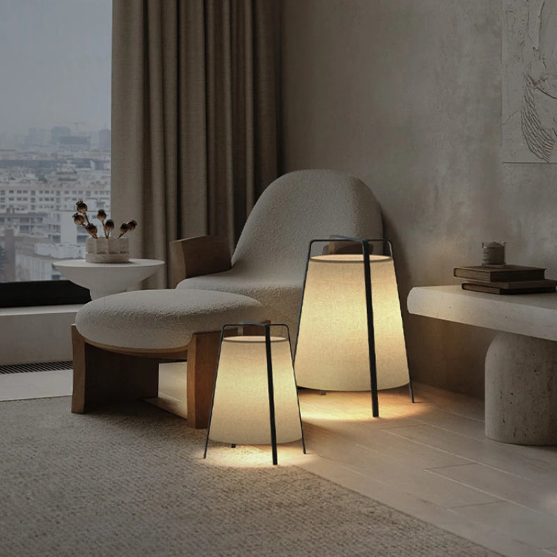 lampadaire japonais rétro en tissu design moderne élégant - vue 2 sur 8