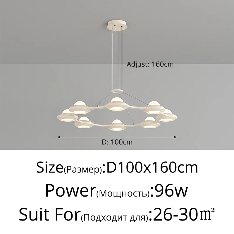 lustre moderne minimaliste trois têtes style crème italienne