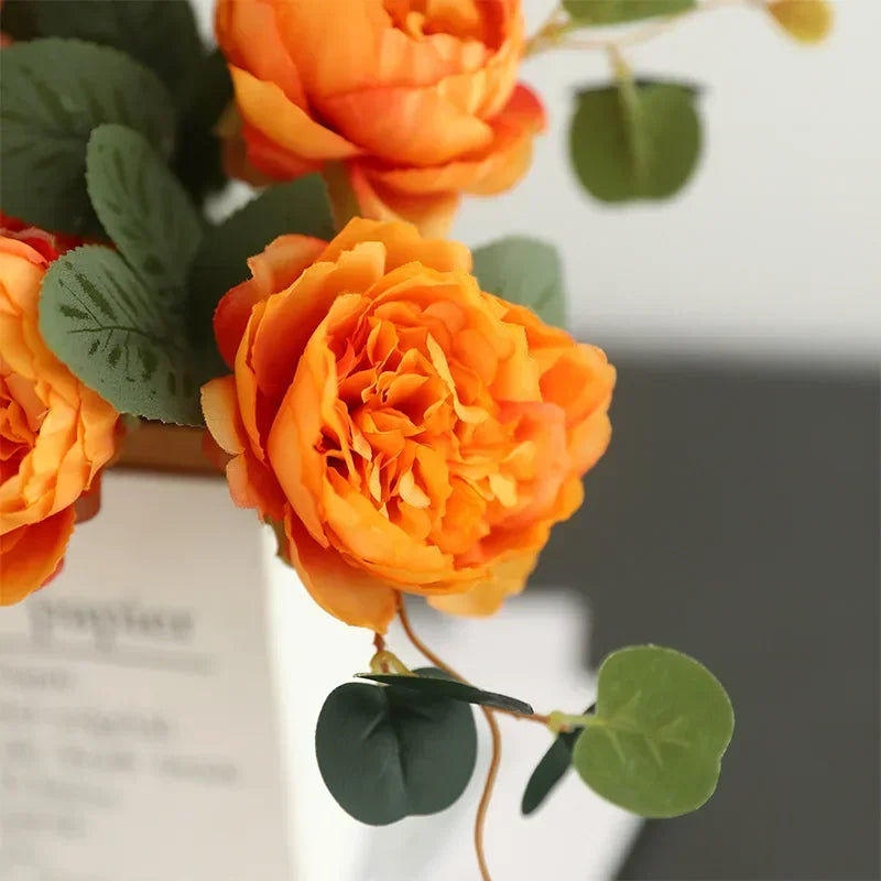 bouquet de pivoines vintage en soie décoration festive pour toutes occasions