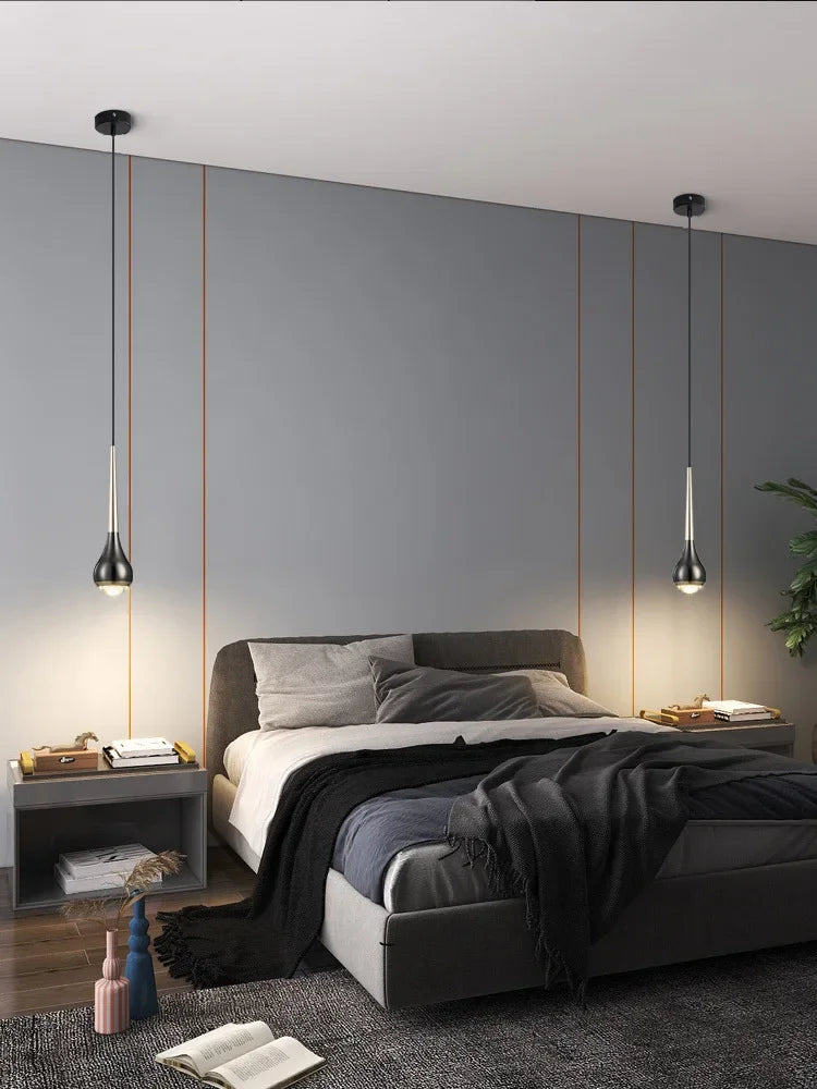 Lamp Minimalist Design Modern Pendant Light, LED Pendant Lighting For Bedroom Living Room Bathroom, Restaurant Single Hanging - vue 7 sur 7