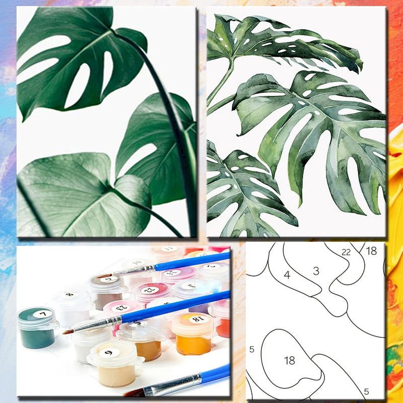 peinture par numéro plante feuille kit de bricolage décoratif à colorier