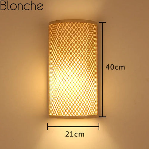 Appliques murales traditionnelles en bambou applique murale rétro pour chambre couloir hôtel Restaurant décor luminaires Luminaire tissé à la main