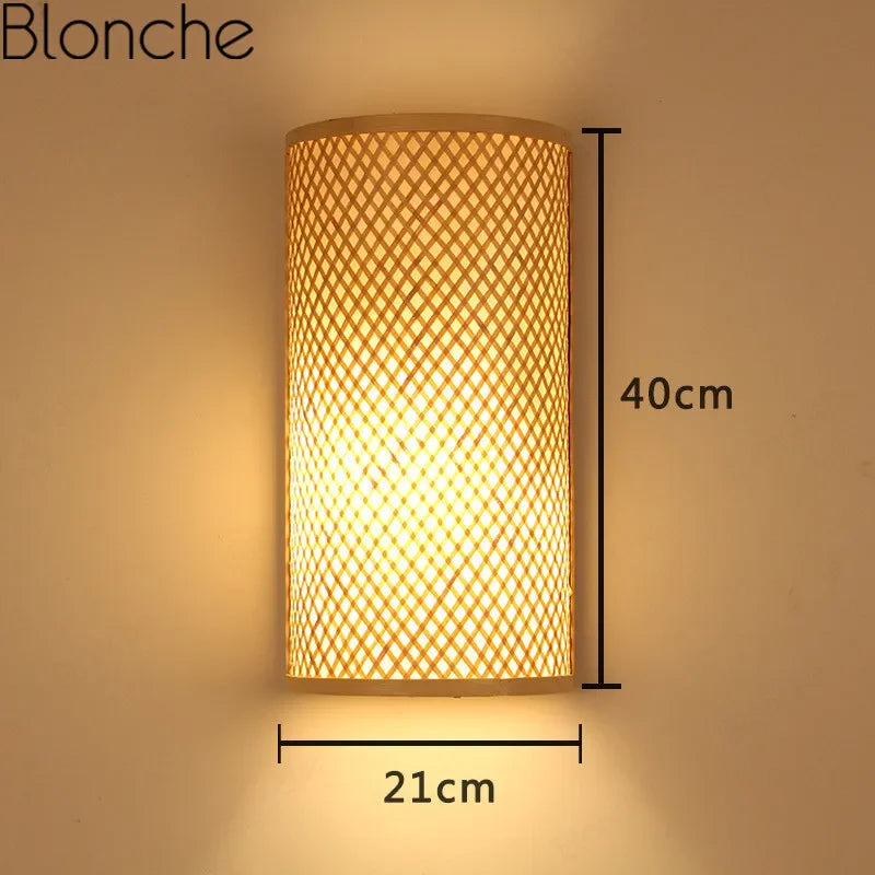 Appliques murales traditionnelles en bambou applique murale rétro pour chambre couloir hôtel Restaurant décor luminaires Luminaire tissé à la main - vue 5 sur 5